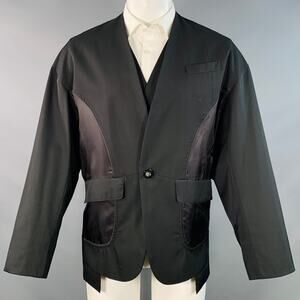 UN3D Size 36 Black Wool Polyester Oversized Layered Floating Vest Jacket